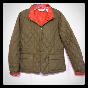 Eddie Bauer olive green down puffer jacket